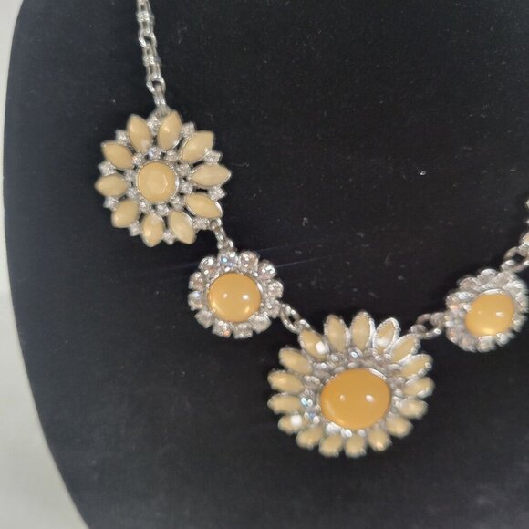 Lia Sophia Yellow & Silver Floral Sunflower Statement Necklace - Picture 2 of 6